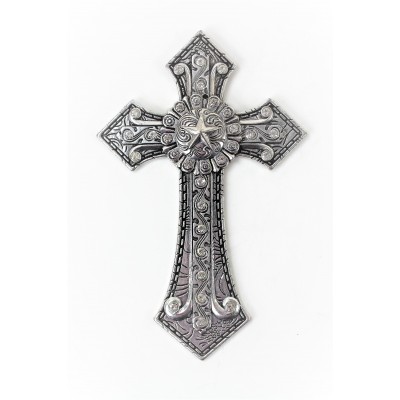 7007SIL-CL-CLEAR CRYSTAL / SILVER WALL CROSS / W STAR